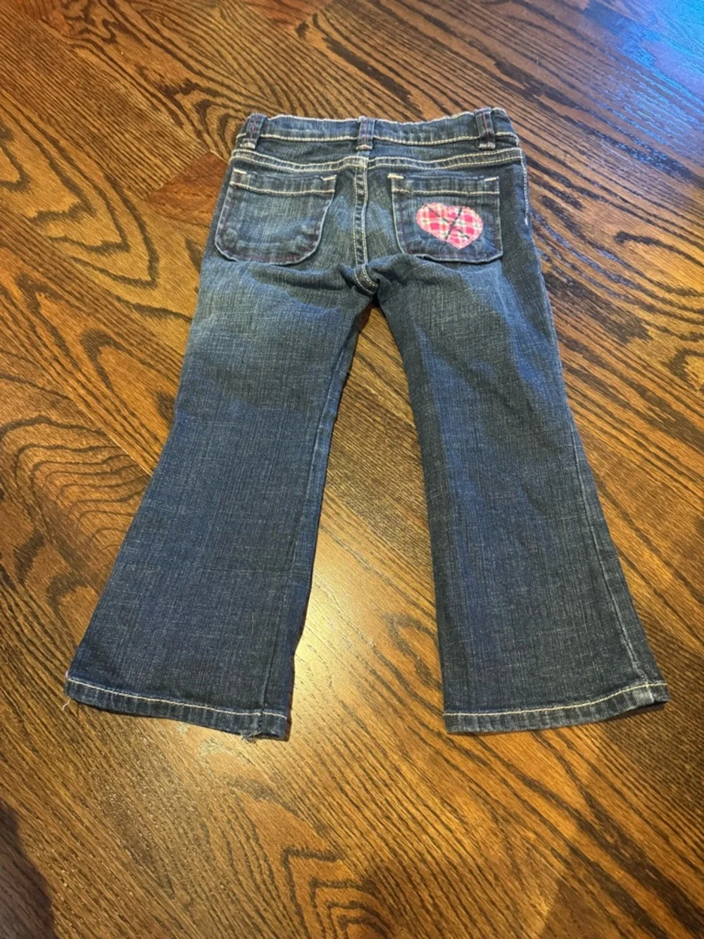 GAP Blue Flare Jeans with Pink & Red Heart Patchwork